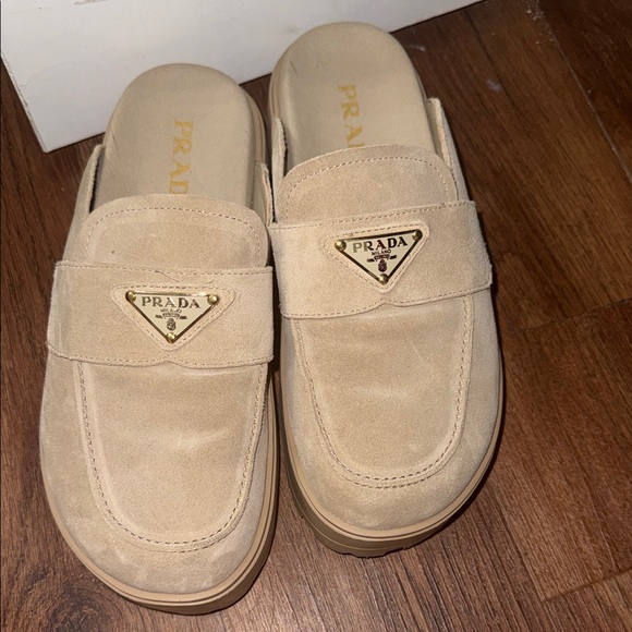Prada Women's Beige Suede Mules - Picture 4 of 5